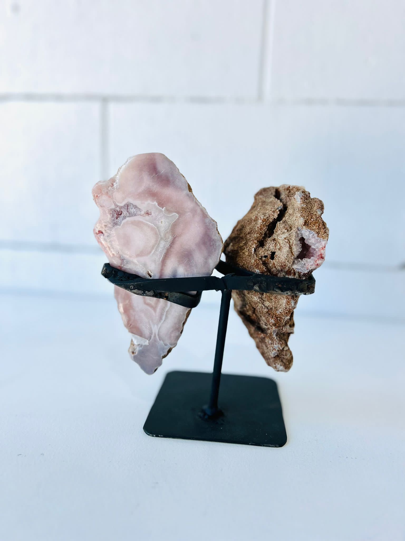 Pink Amethyst Wings on Stand