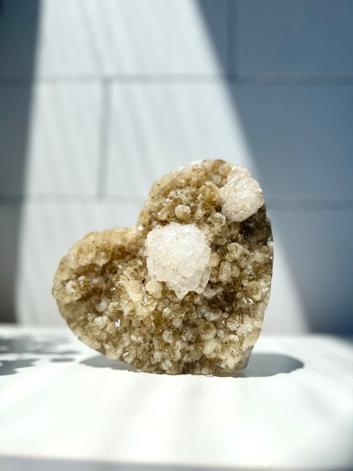 Large Citrine Heart with Calcite