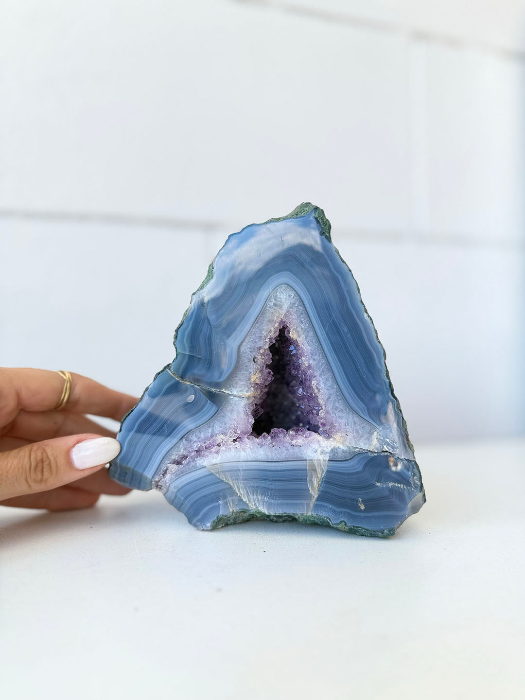 Agate Geode with Amethyst