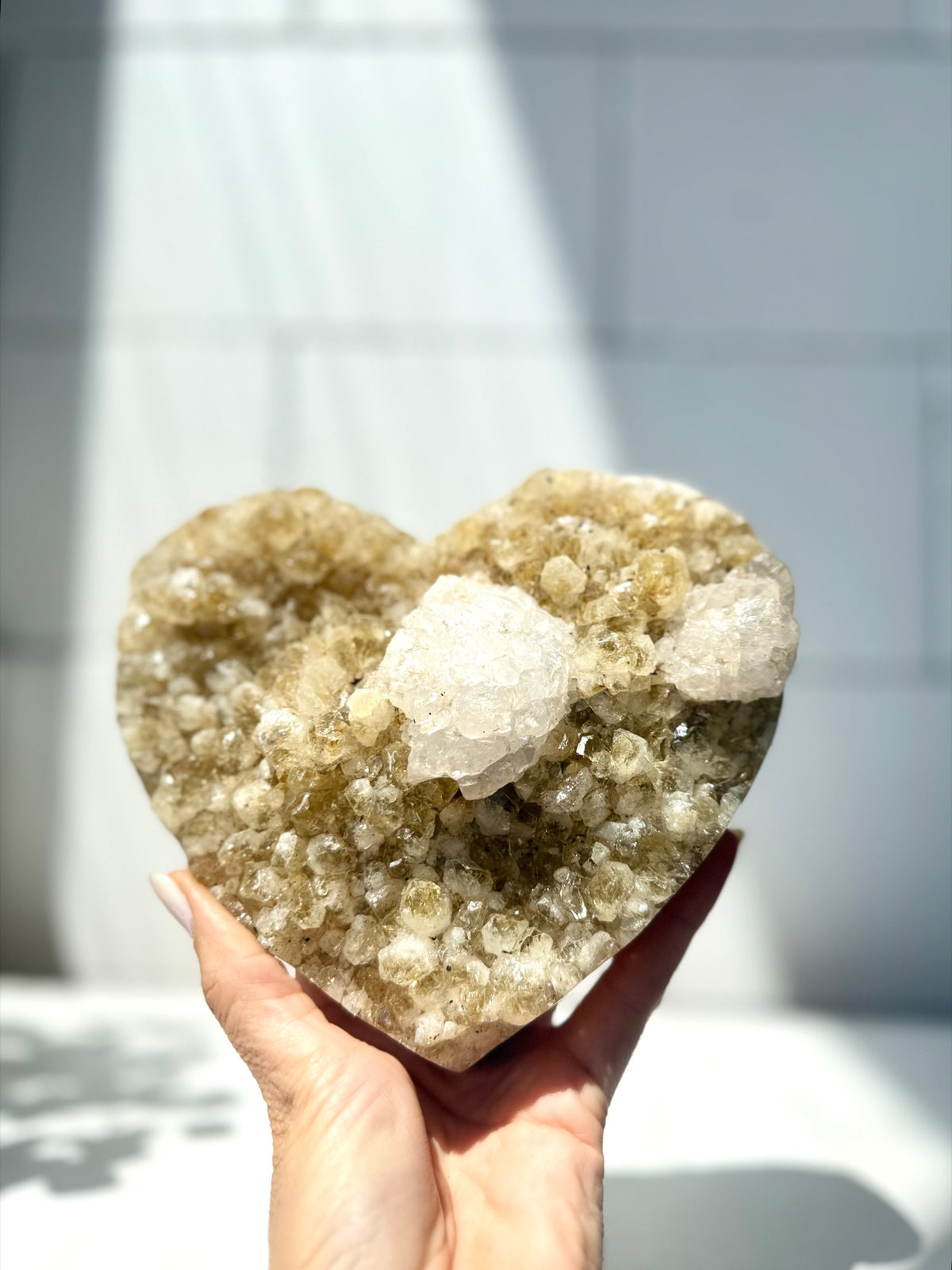 Large Citrine Heart with Calcite