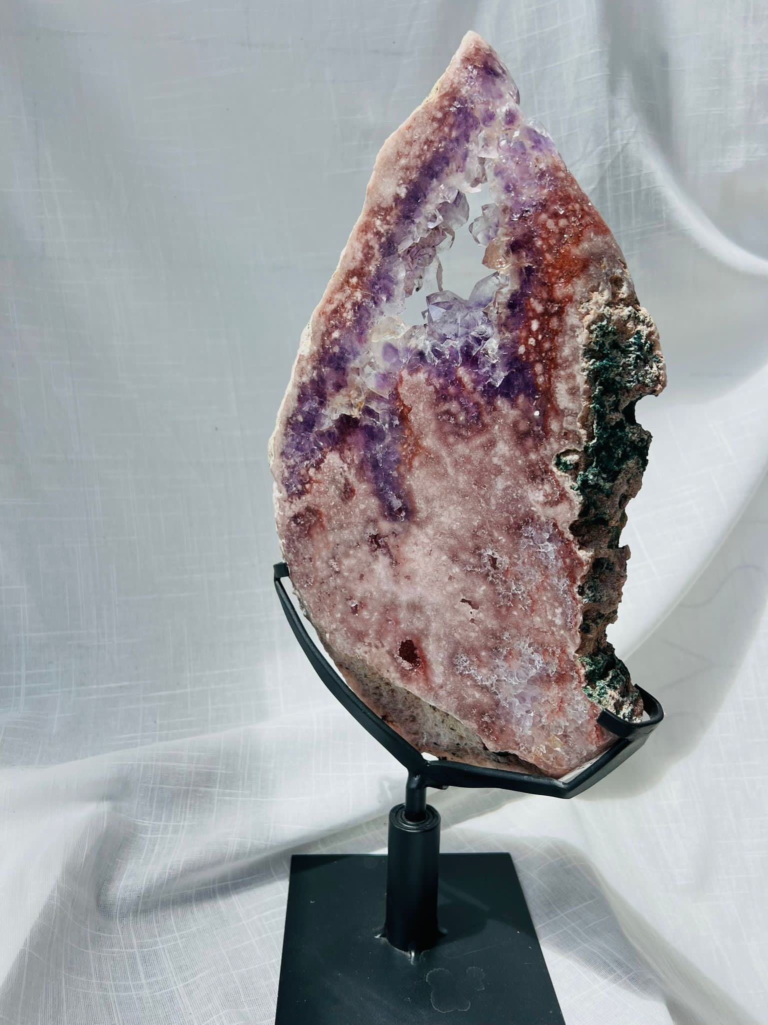 Pink and Purple Amethyst on Stand