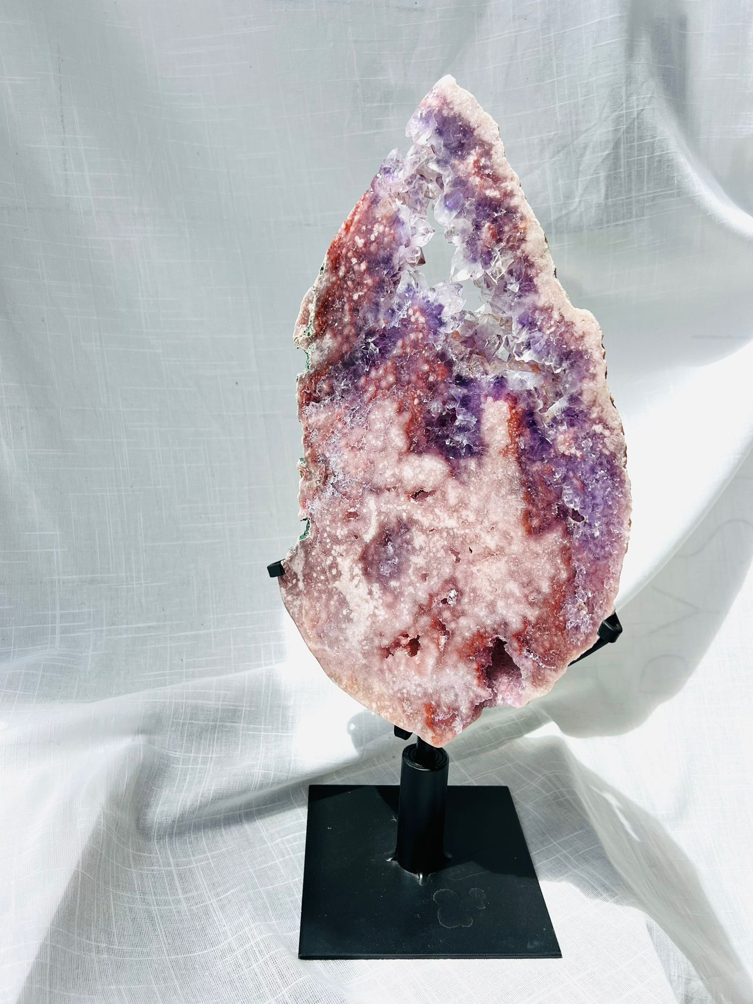 Pink and Purple Amethyst on Stand