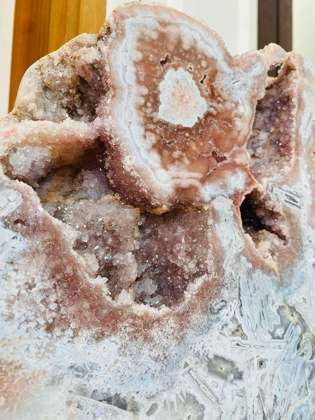 Large Pink Amethyst on Stand