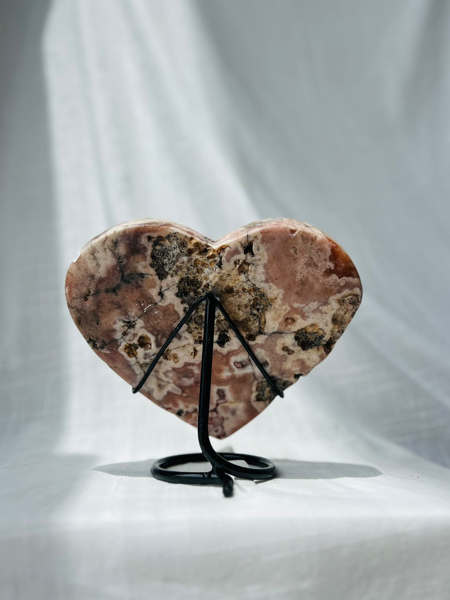 Pink Amethyst Heart on Stand