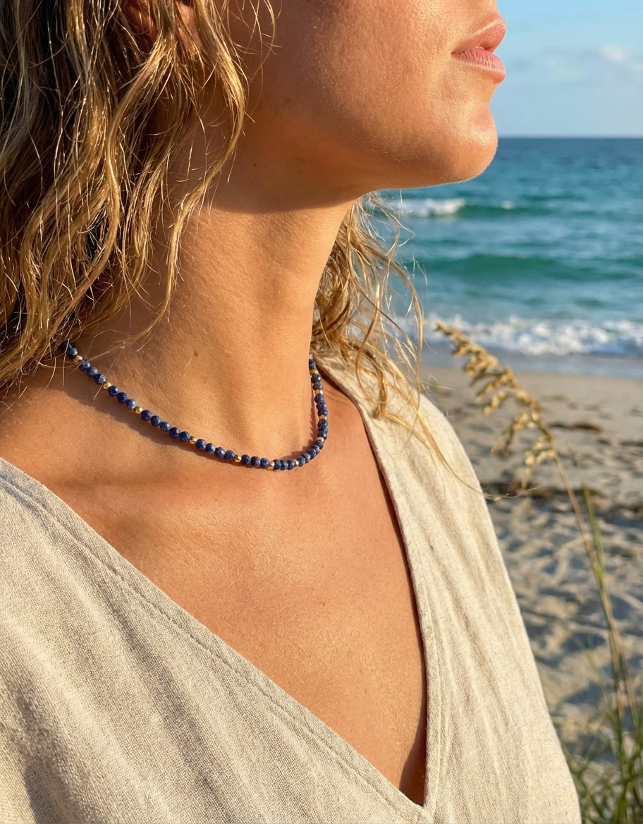 Lapis Lazuli Waterproof Necklace — For communication & truth.