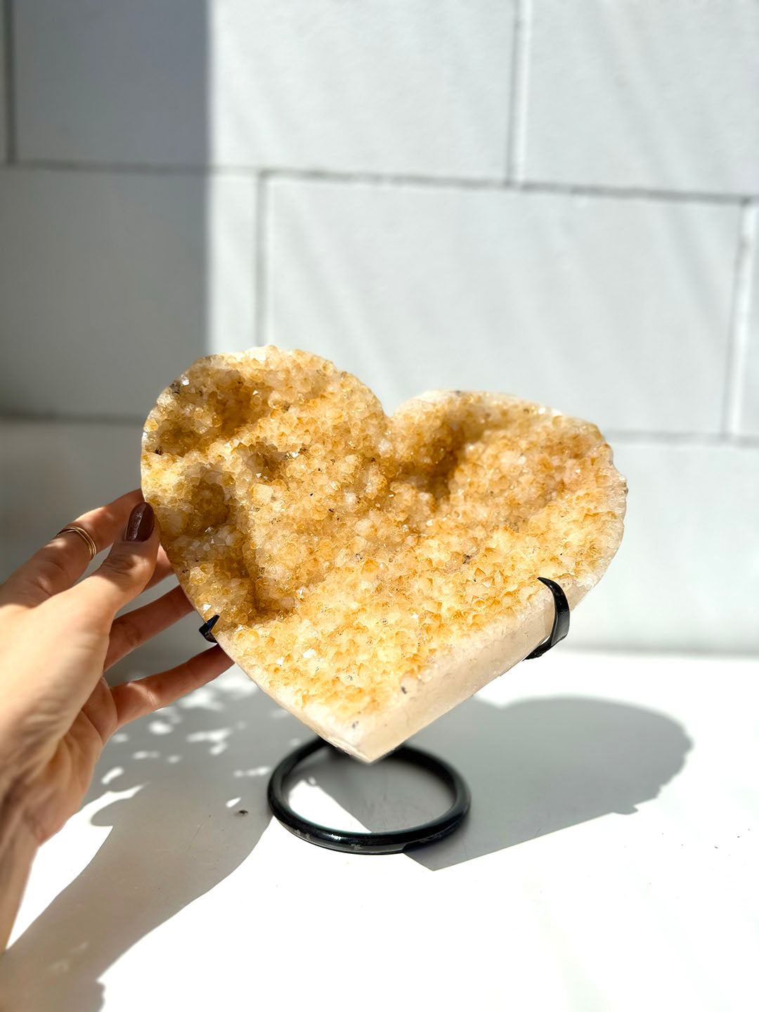 Large Citrine Heart on Stand