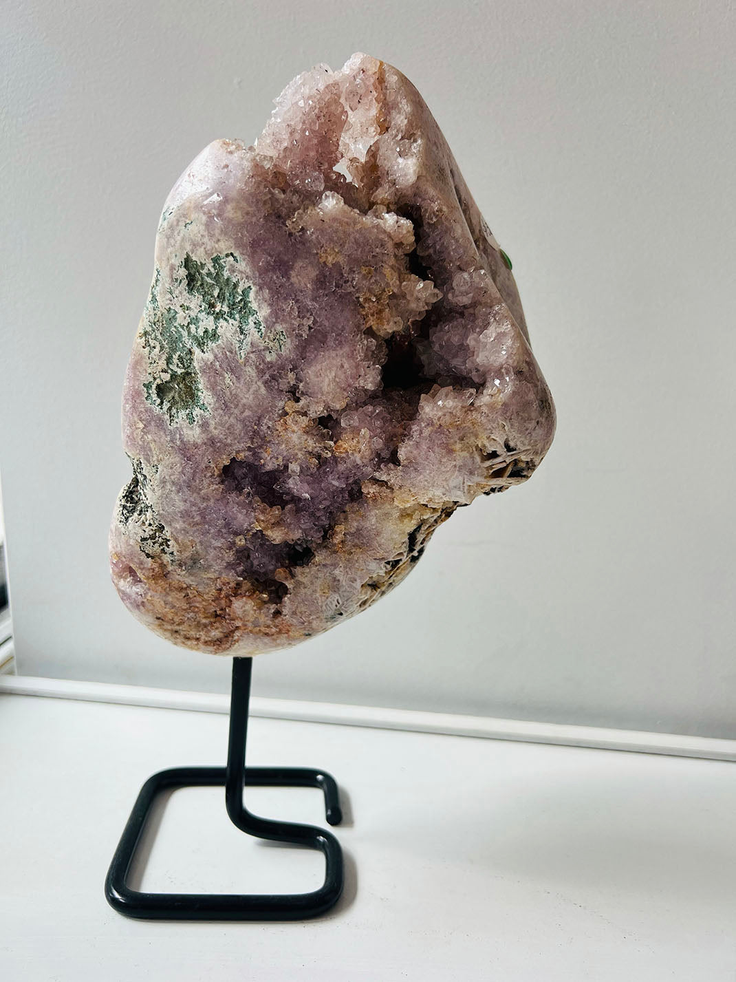 Pink with Purple Amethyst on Stand