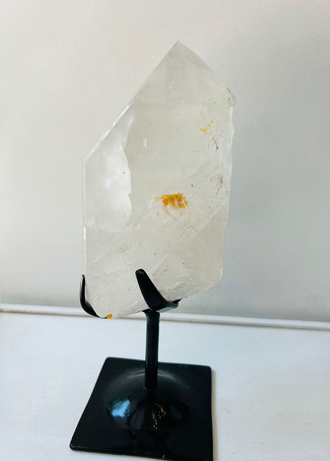 Large Clear Quartz Point on Stand