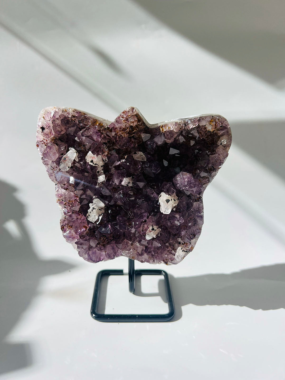 Amethyst with Calcite Butterfly on Stand