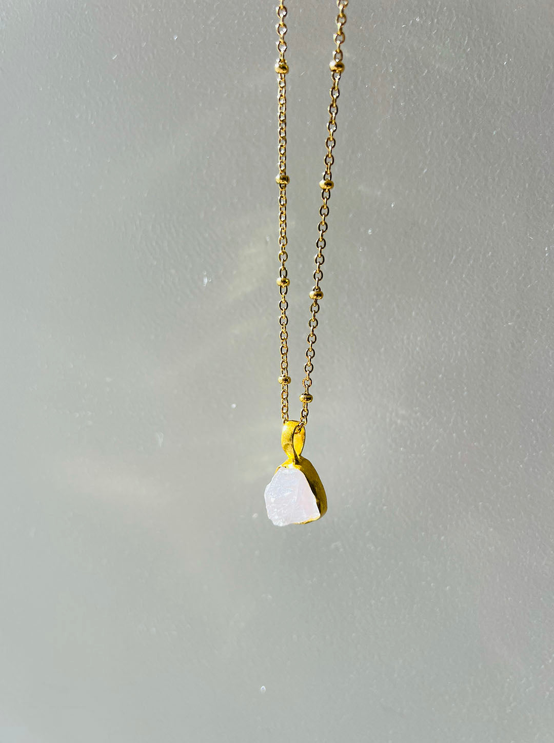 Golden Aura Necklace in Rose Quartz