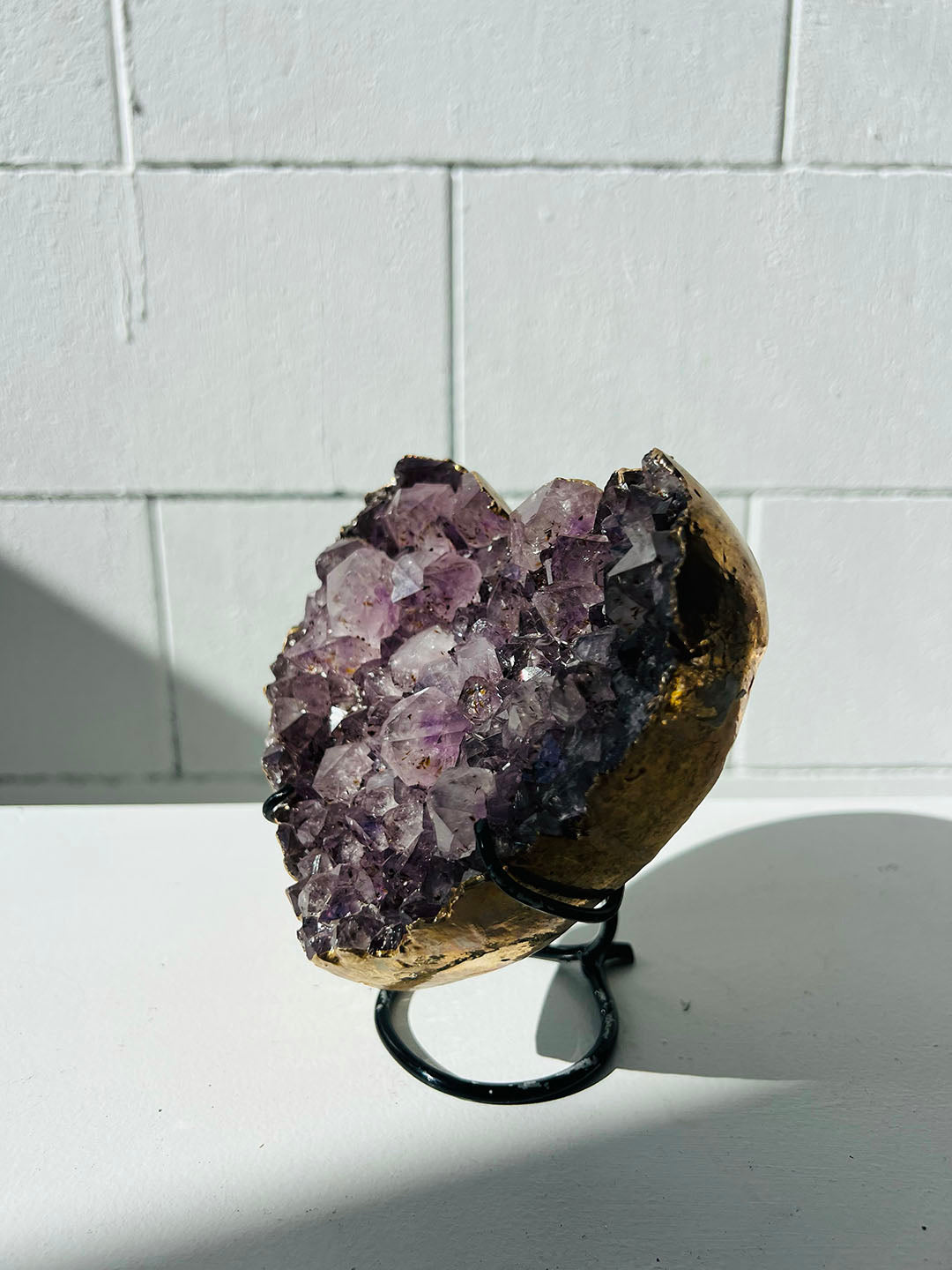 Gold Plated Amethyst Heart on Stand