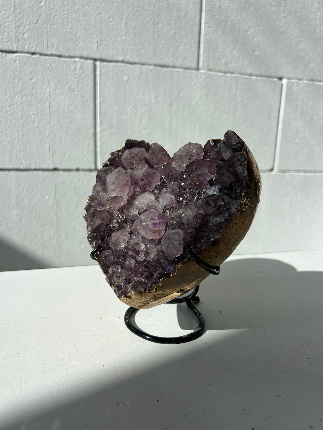 Gold Plated Amethyst Heart on Stand