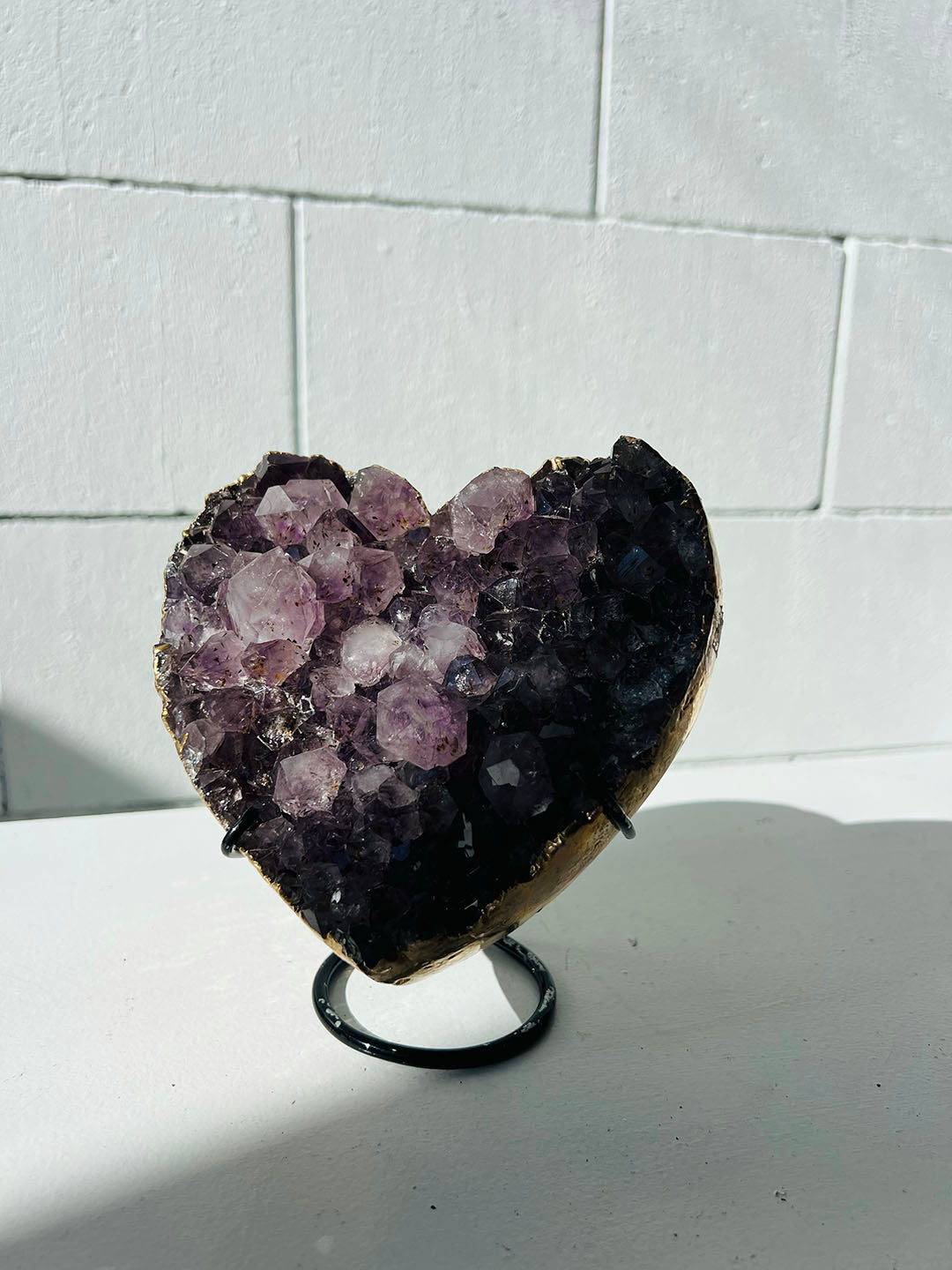 Gold Plated Amethyst Heart on Stand