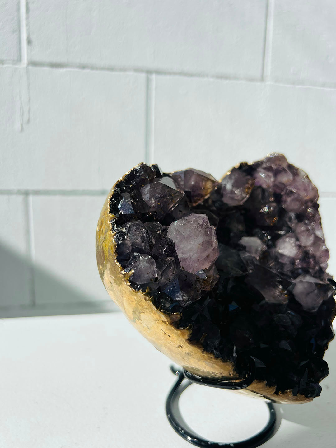 Gold Plated Amethyst Heart on Stand