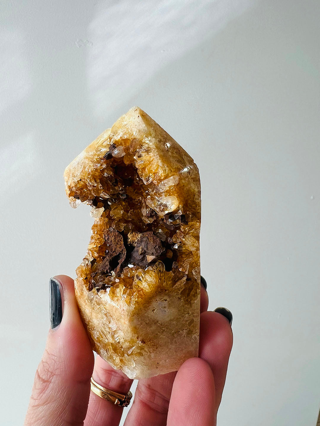 Pink Amethyst with Hematite Point