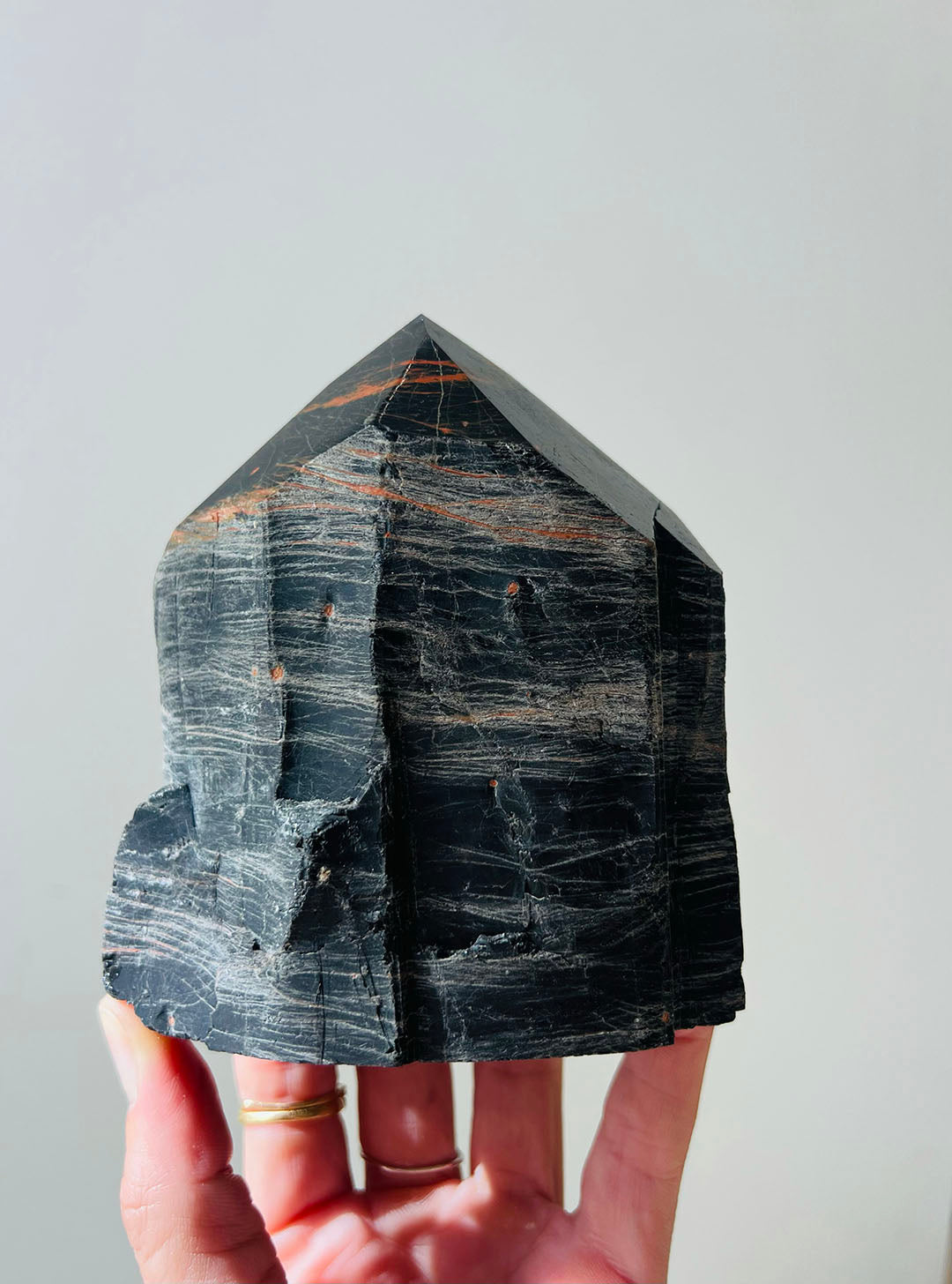 Large Black Tourmaline Half-Polished Point