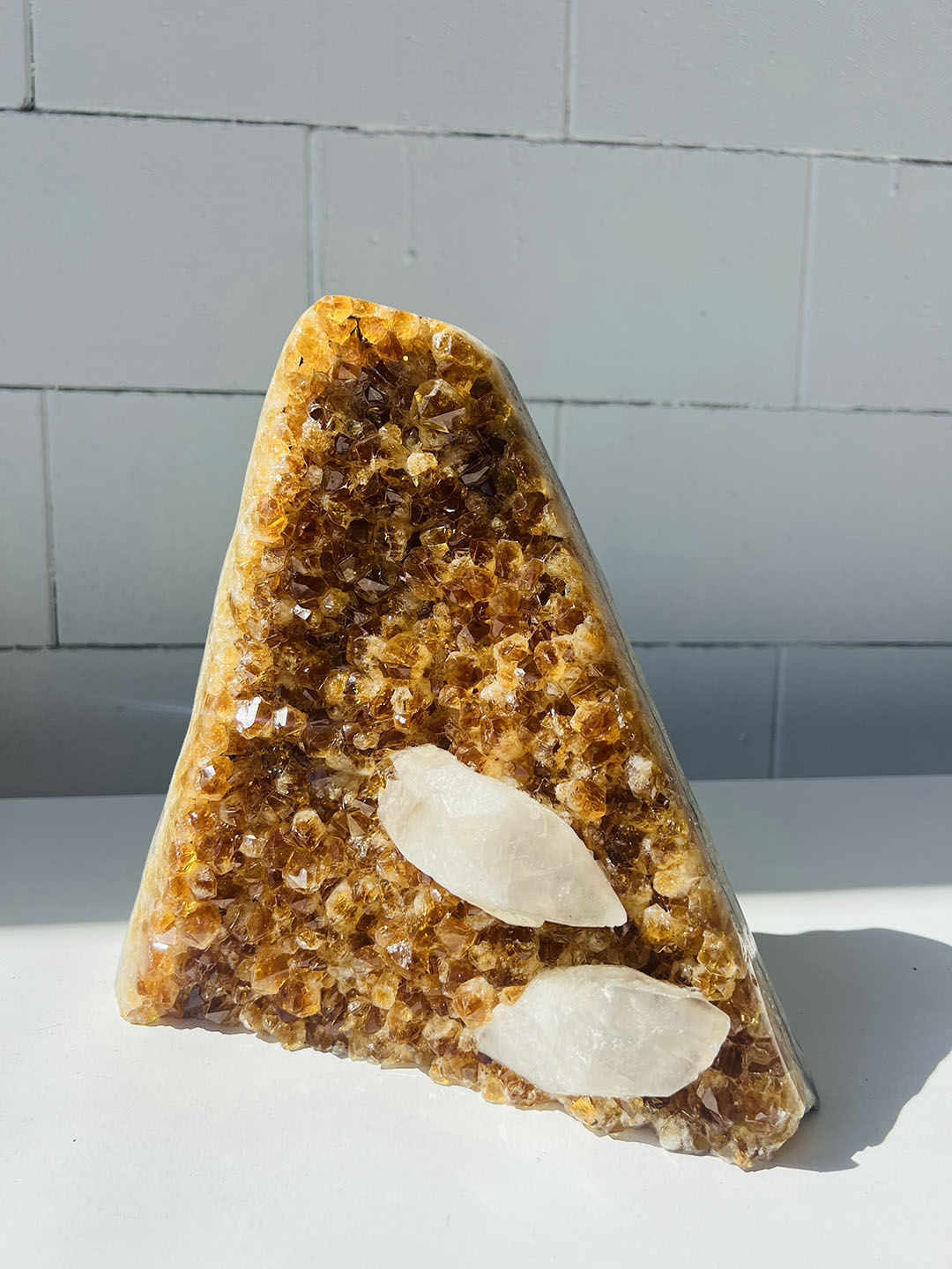 Large Citrine with Calcite Cluster