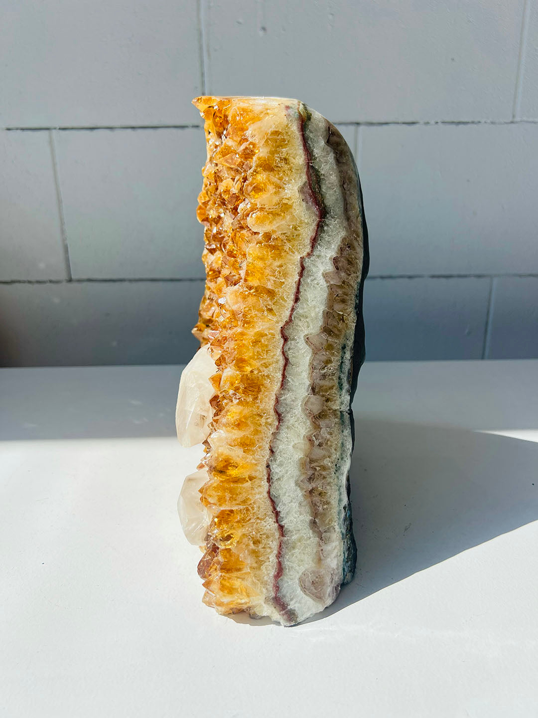 Large Citrine with Calcite Cluster