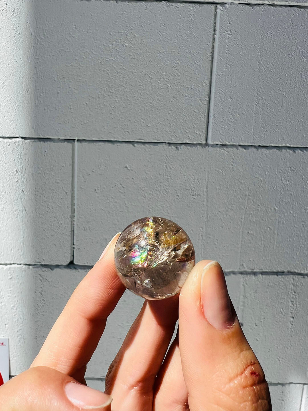 Smoky Quartz Sphere with Rainbow