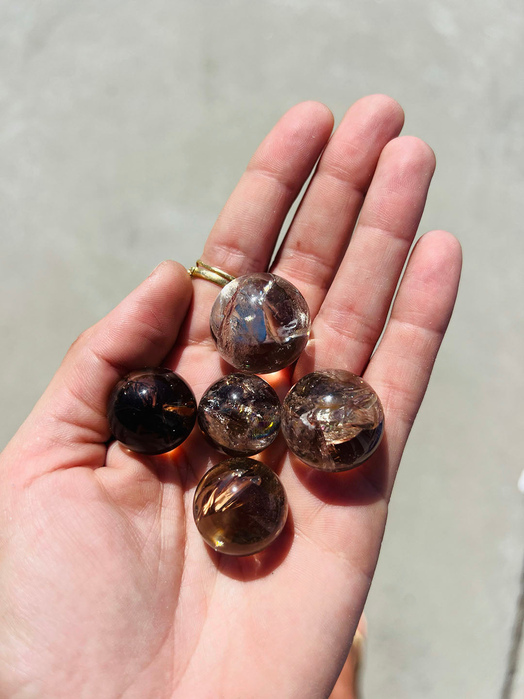 Smoky Quartz Sphere with Rainbow