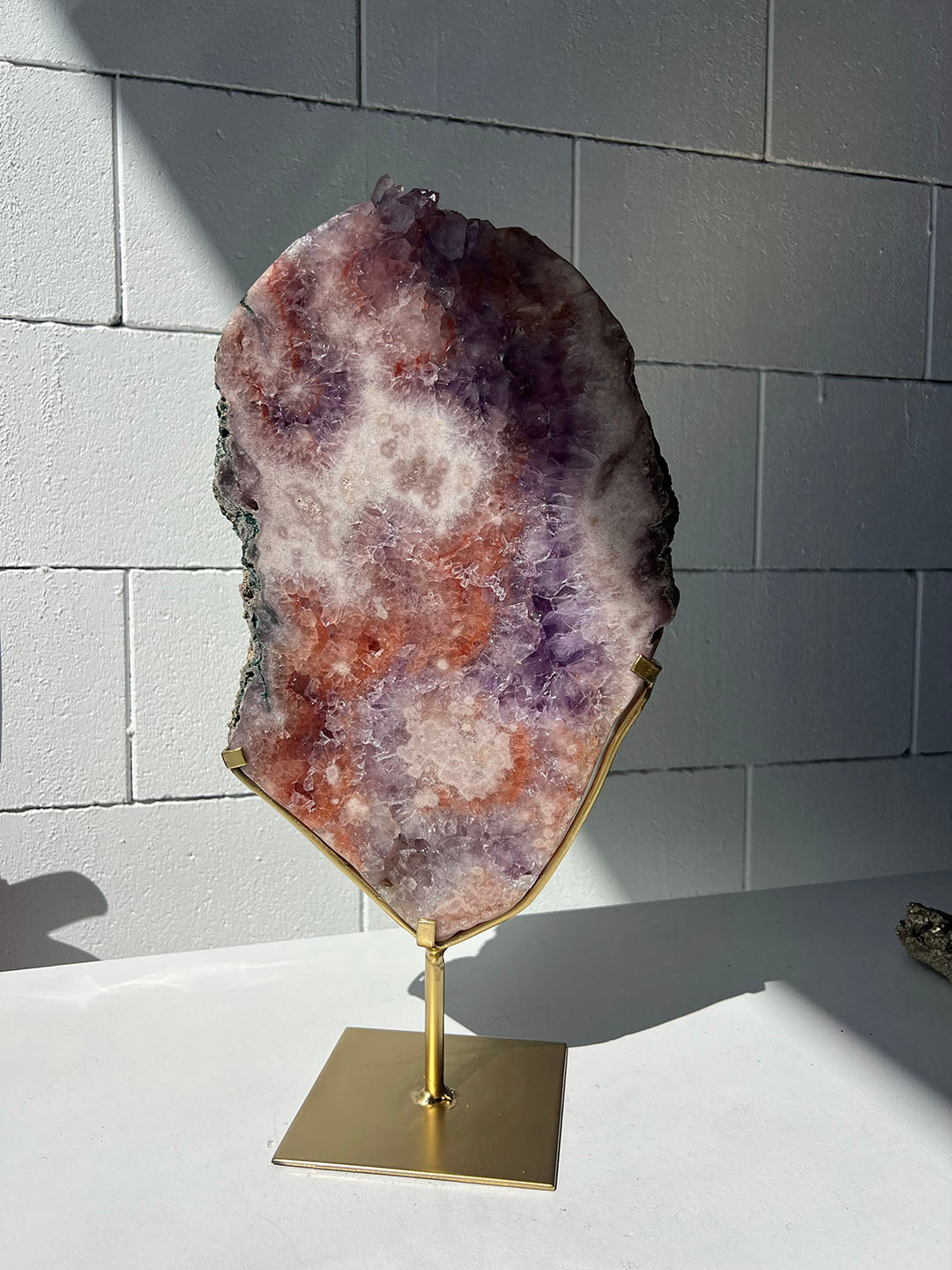 Pink with Purple Amethyst on Stand
