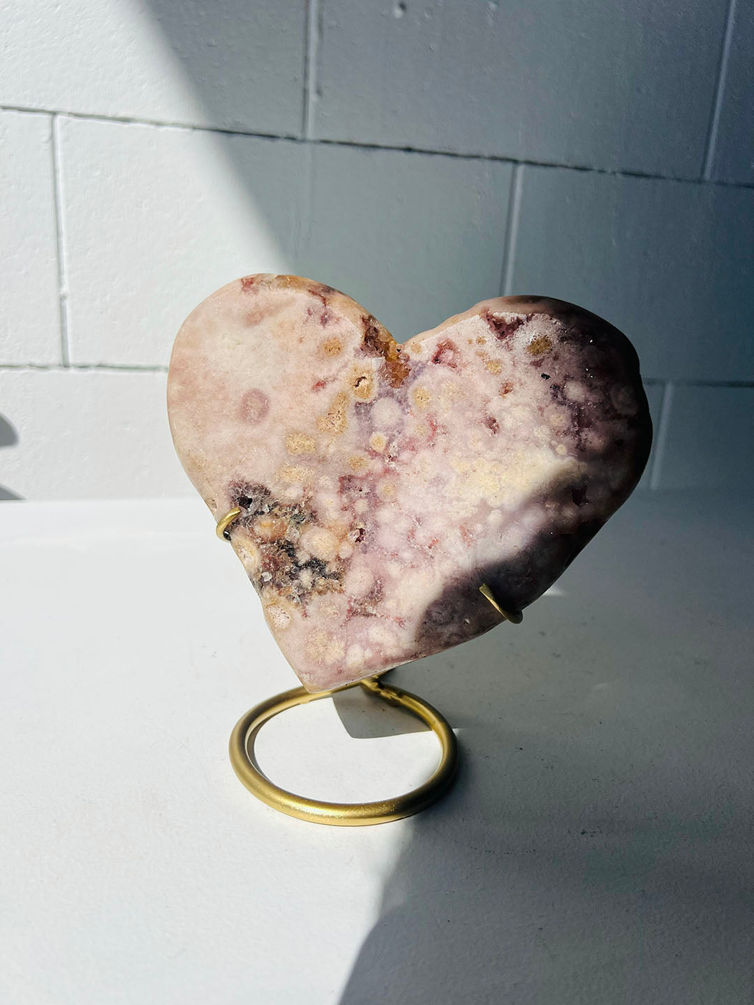 Pink Amethyst Heart on Stand