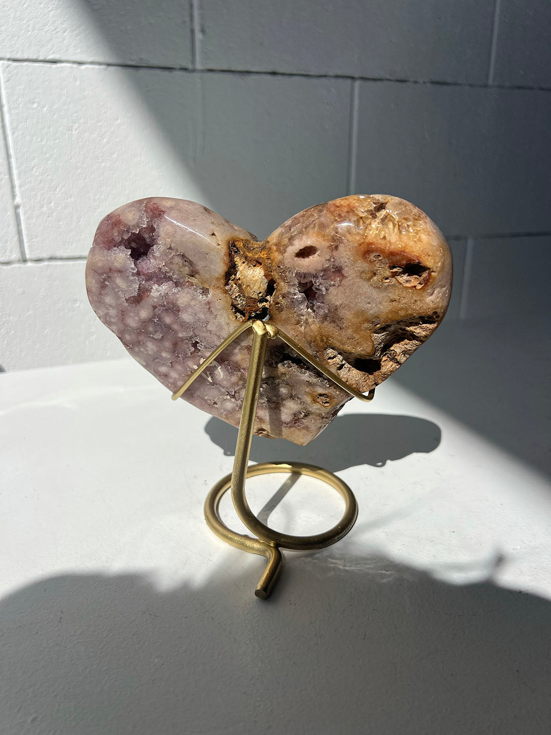 Pink Amethyst Heart on Stand