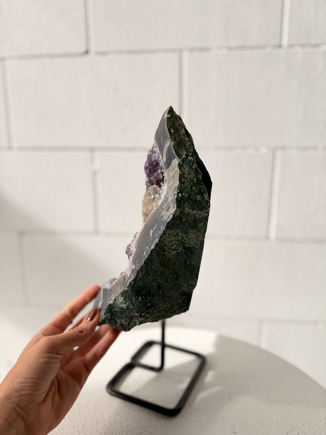 Large Amethyst on Stand with Calcite