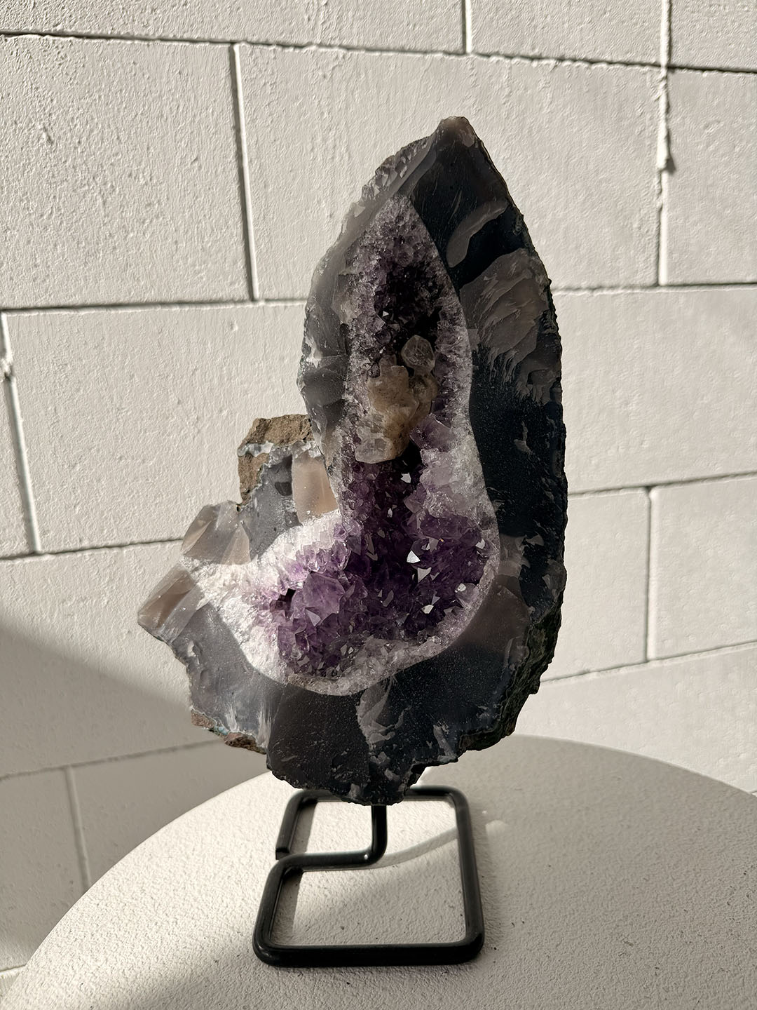 Large Amethyst on Stand with Calcite