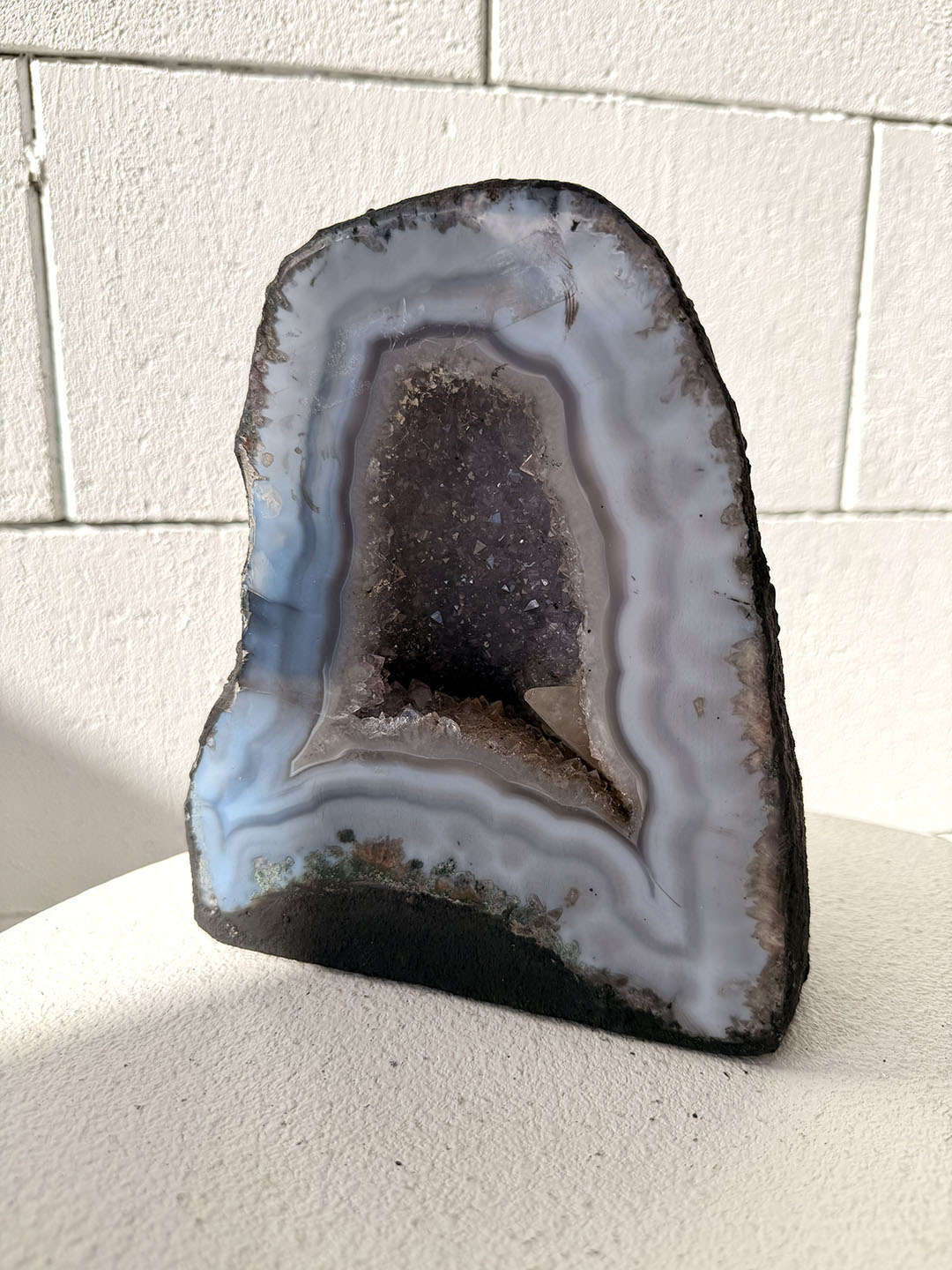Agate Geode with Amethyst and Calcite