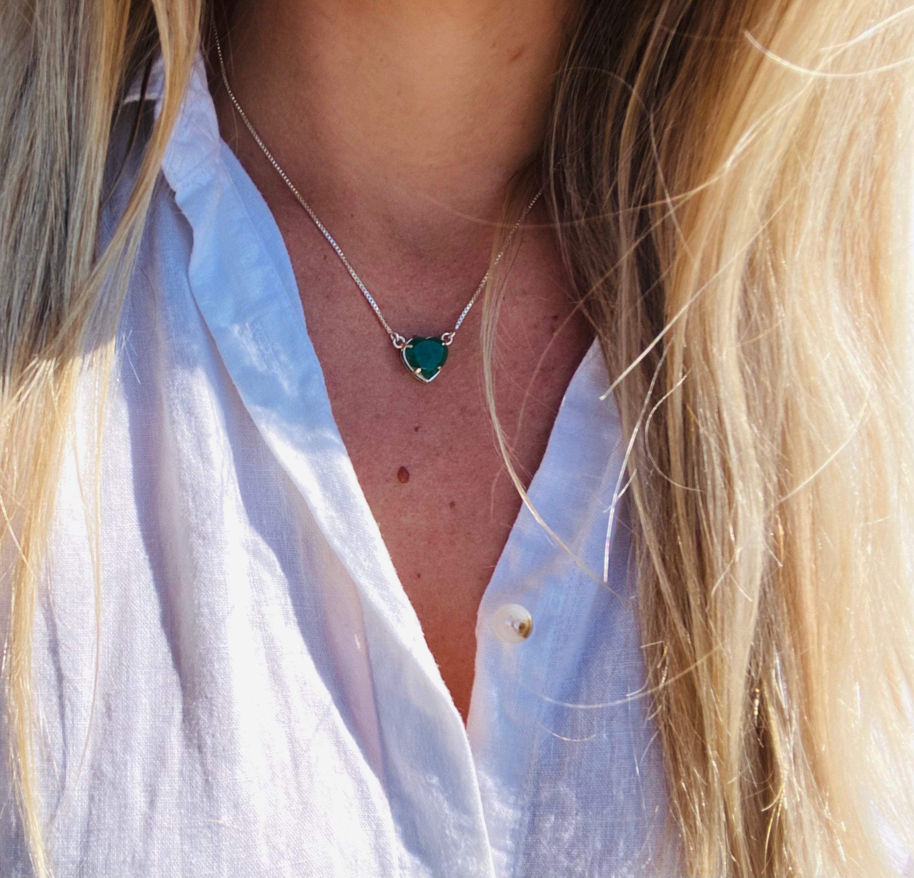 Green Quartz Heart Necklace