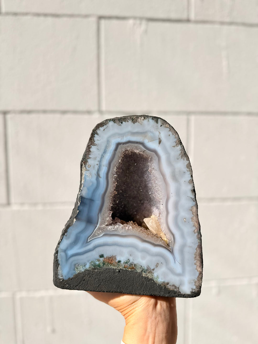 Agate Geode with Amethyst and Calcite