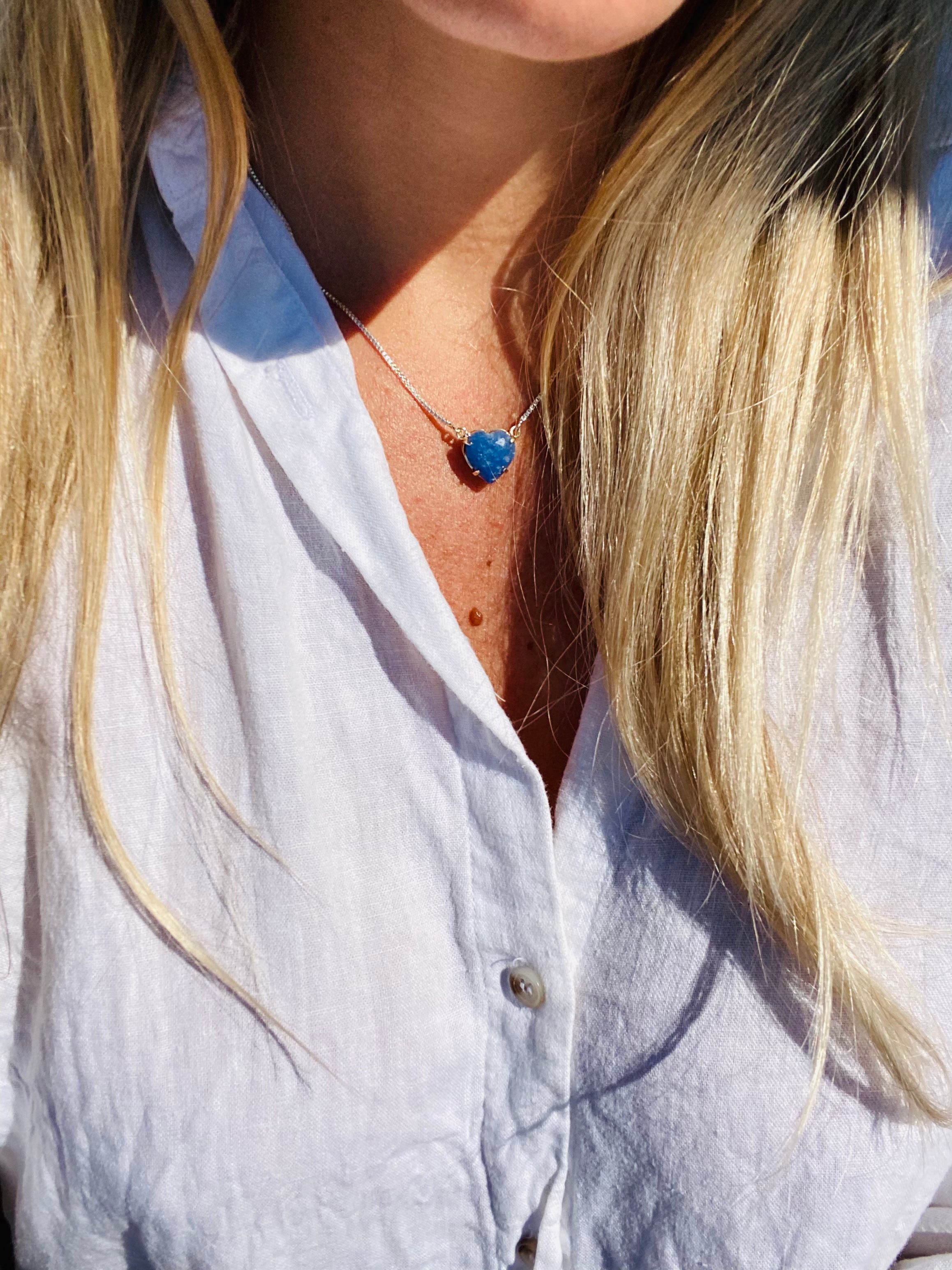 Blue Quartz Heart Necklace