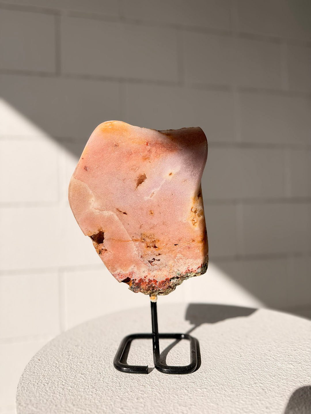 Pink Amethyst with Japer on Stand
