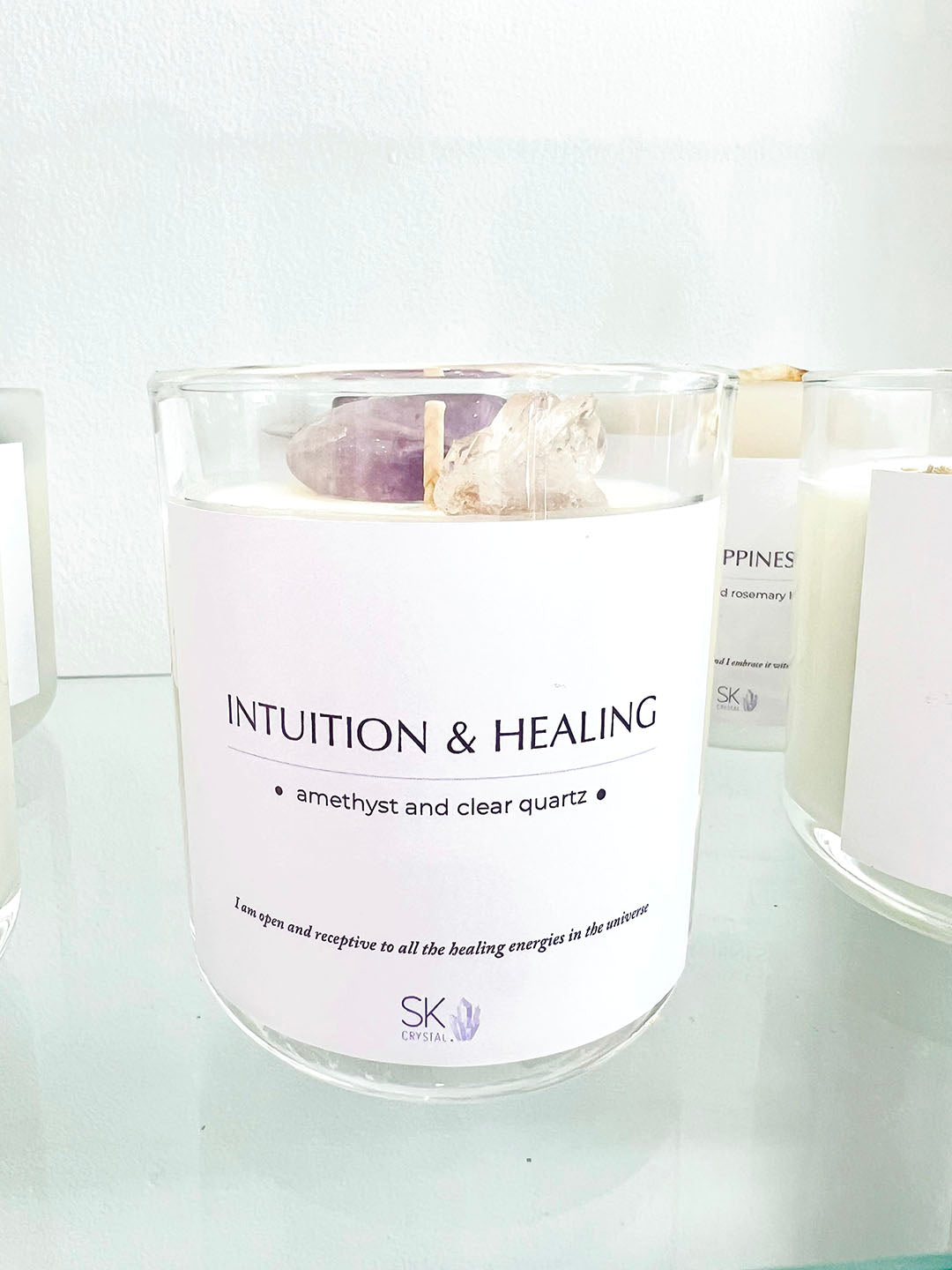 Large SK Crystal Candle - Intuition & Healing