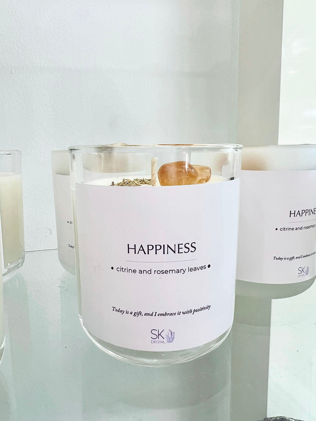 Large SK Crystal Candle - Happiness
