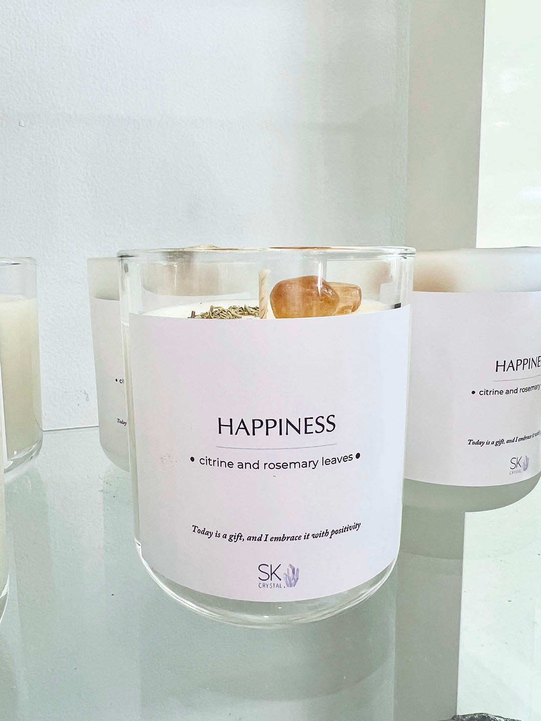 Large SK Crystal Candle - Happiness