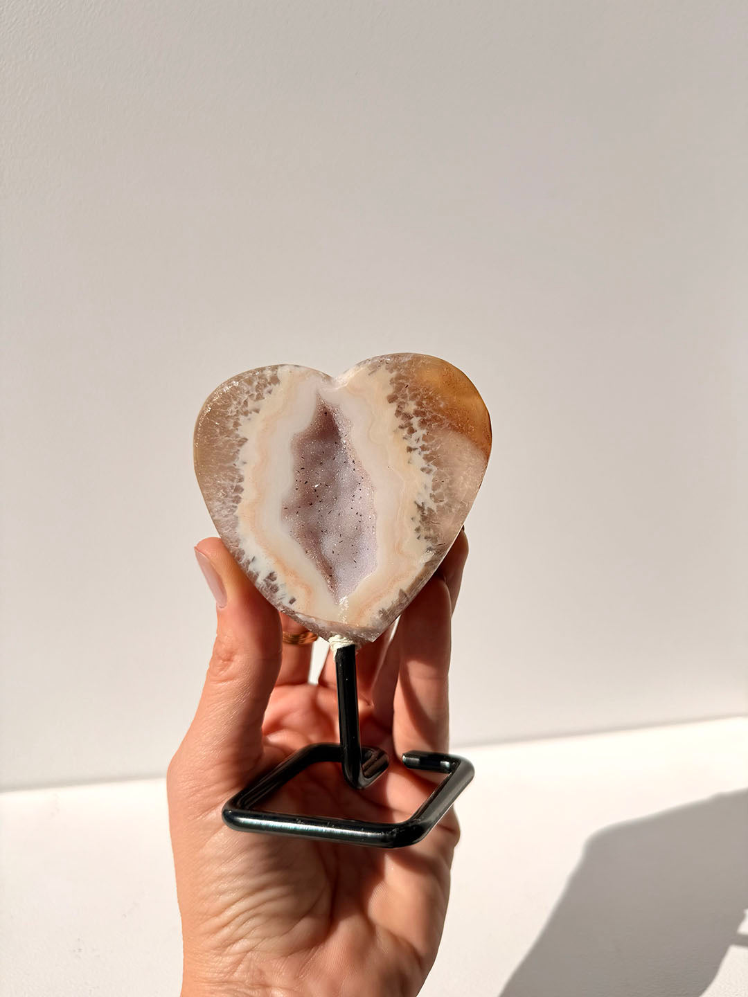 Agate Heart on Stand