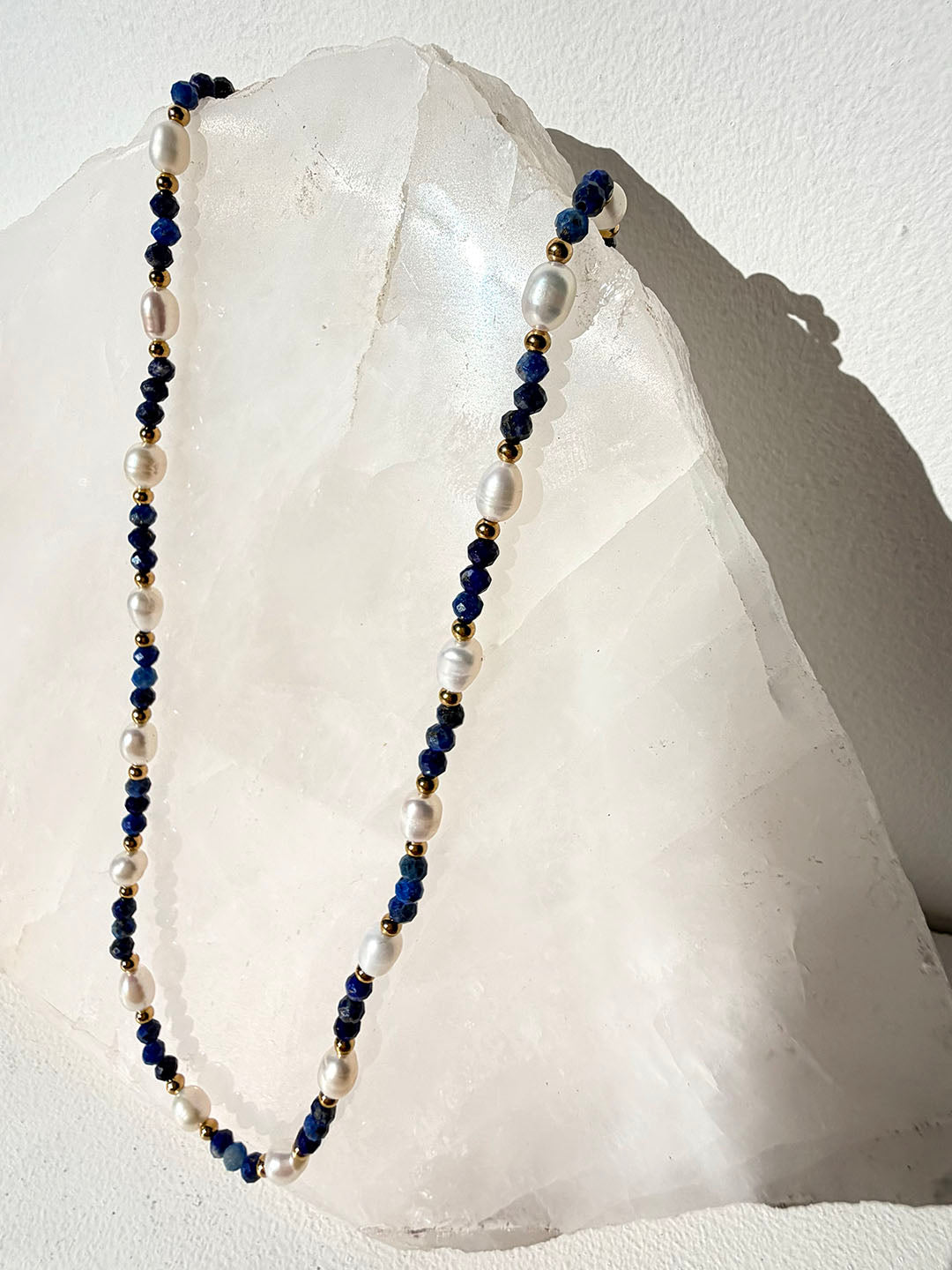 Isla Pearl Waterproof Necklace – Lapis Lazuli