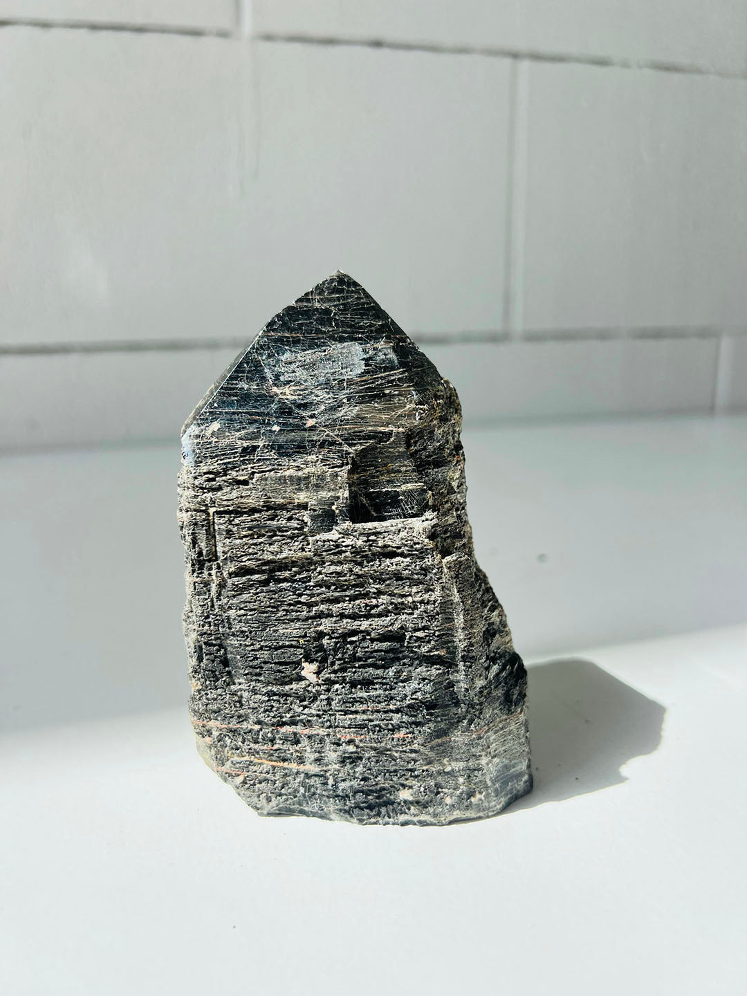 Half Polished Black Tourmaline Point