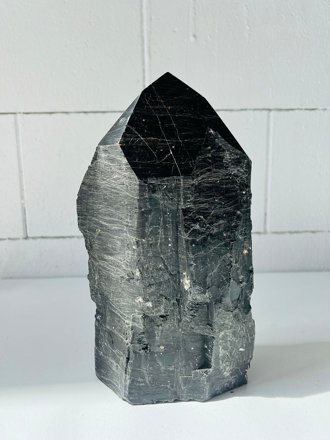 Large Half Polished Black Tourmaline Point