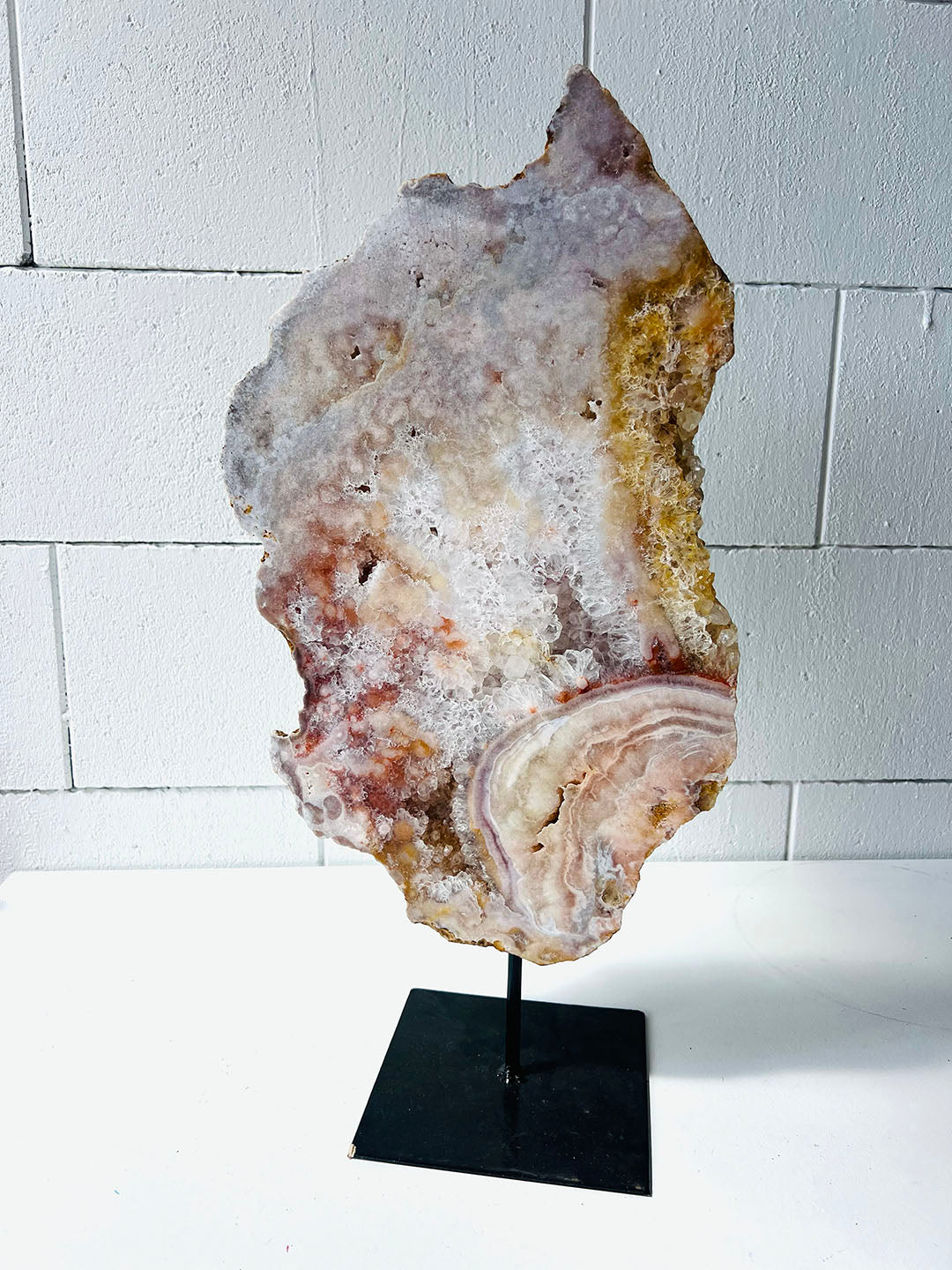 Large Pink Amethyst on Stand