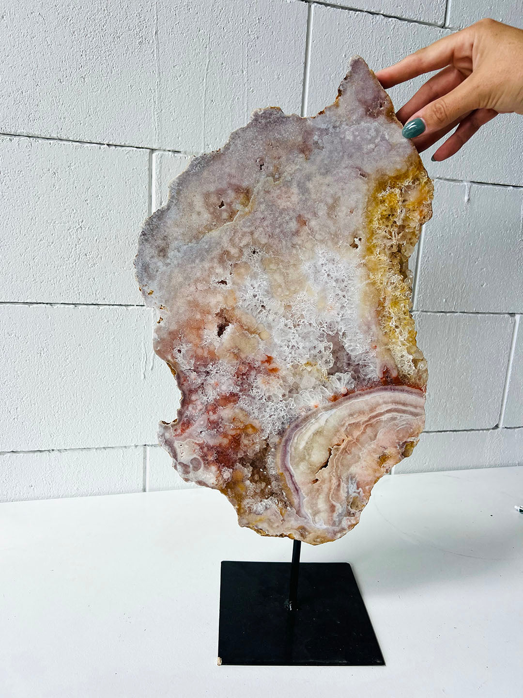 Large Pink Amethyst on Stand