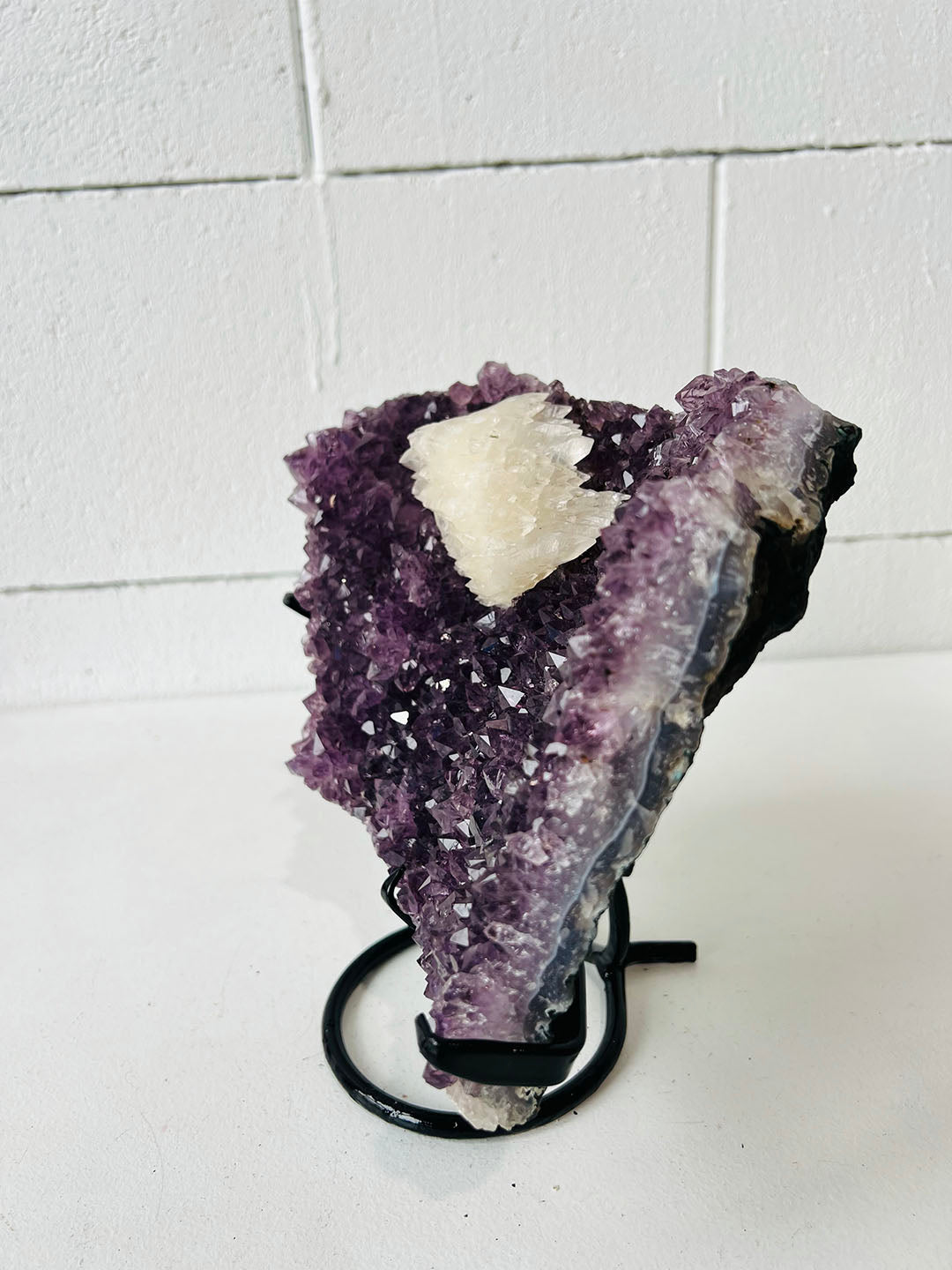Amethyst with Calcite on Stand
