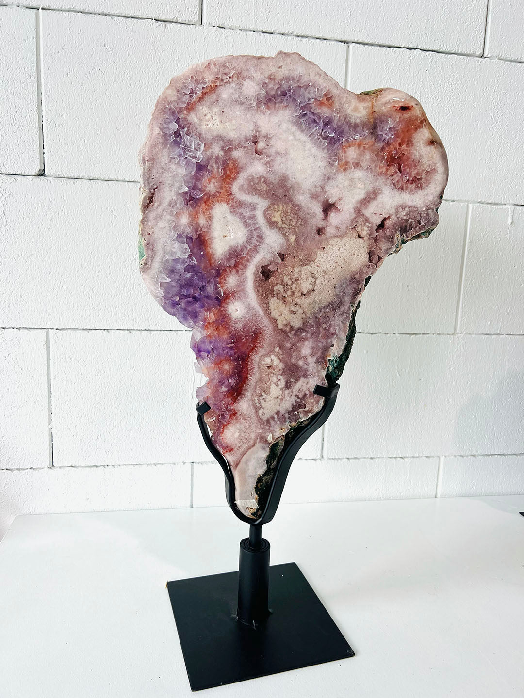 Pink with Purple Amethyst on Stand