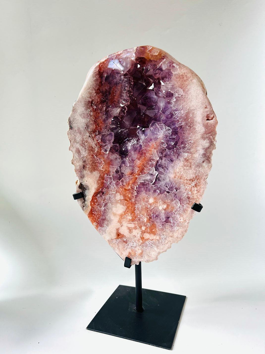 PINK WITH PURPLE AMETHYST ON STAND