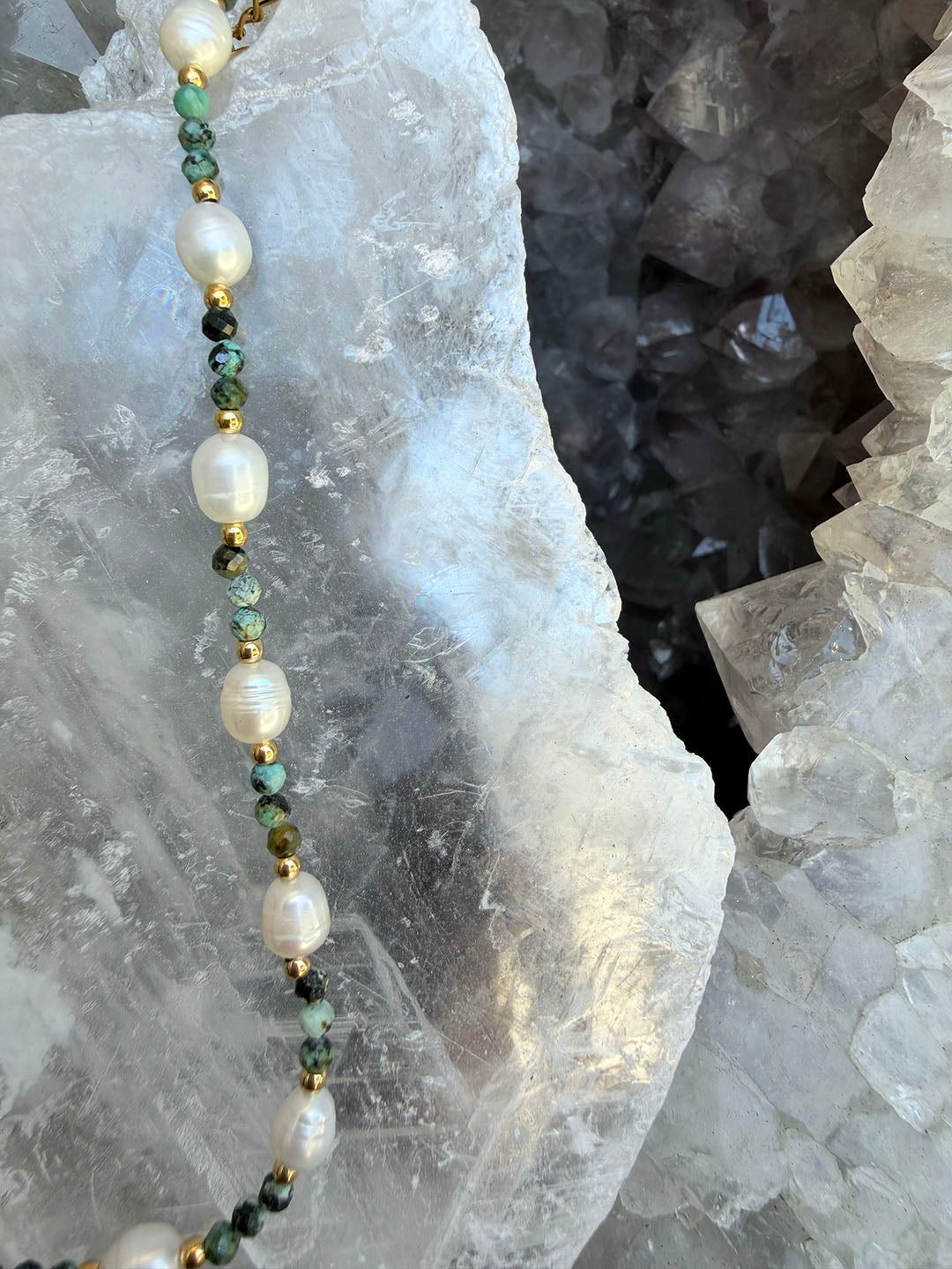 Isla Pearl Waterproof Necklace  – African Turquoise