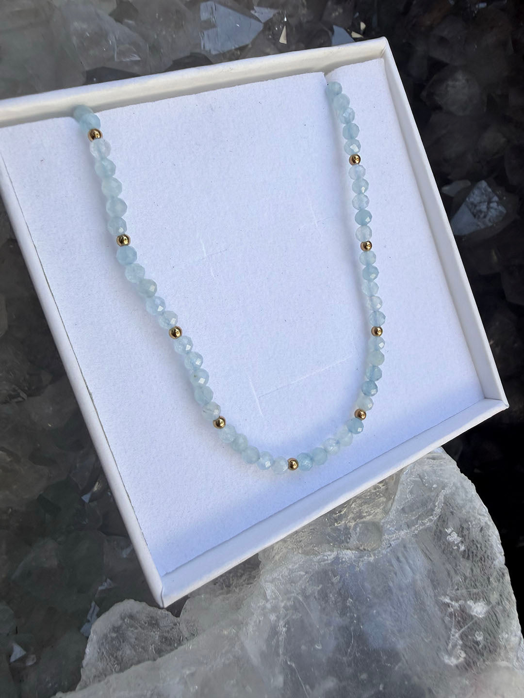 Aquamarine Waterproof Necklace — For clarity & calm.