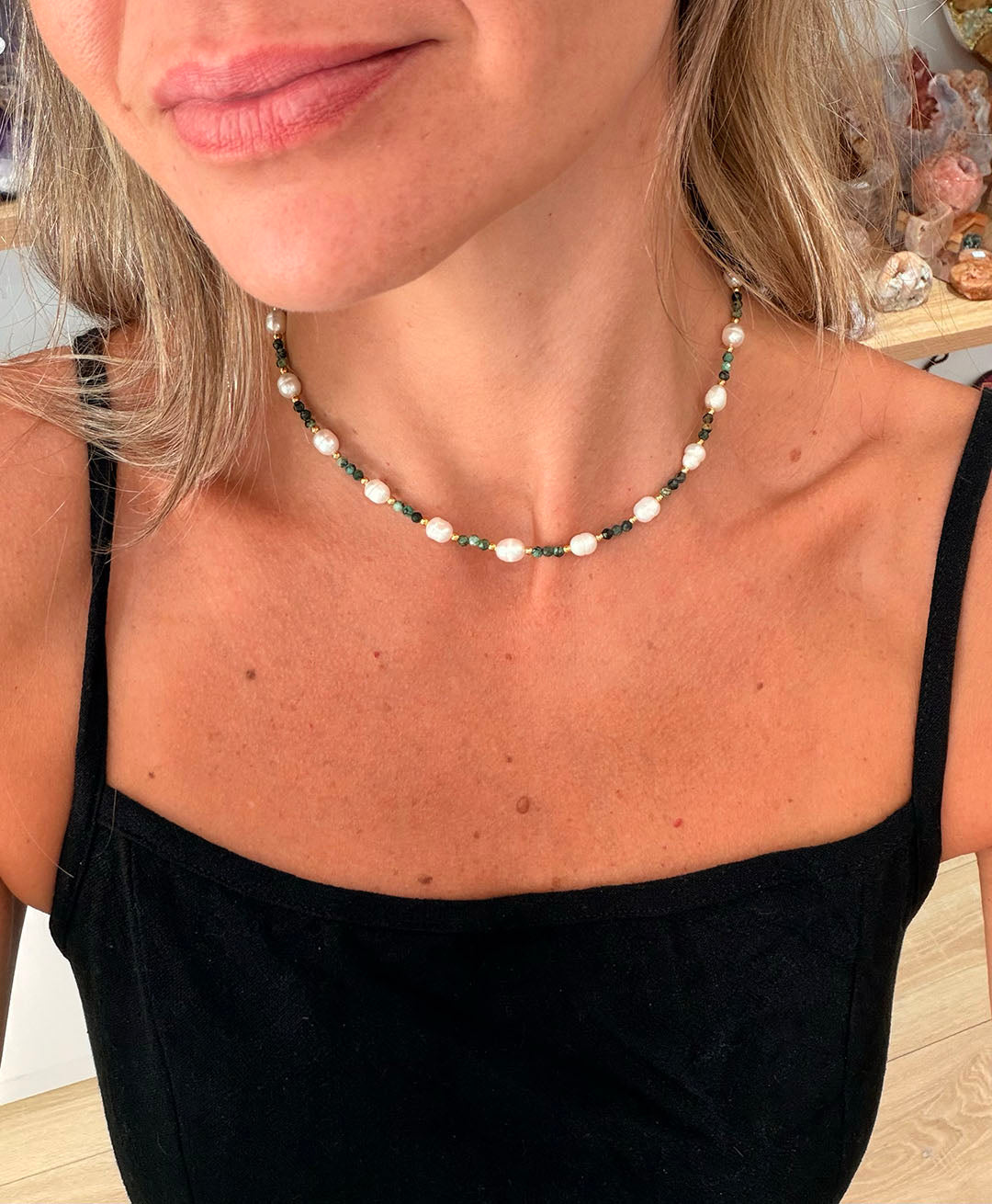 Isla Pearl Waterproof Necklace  – African Turquoise