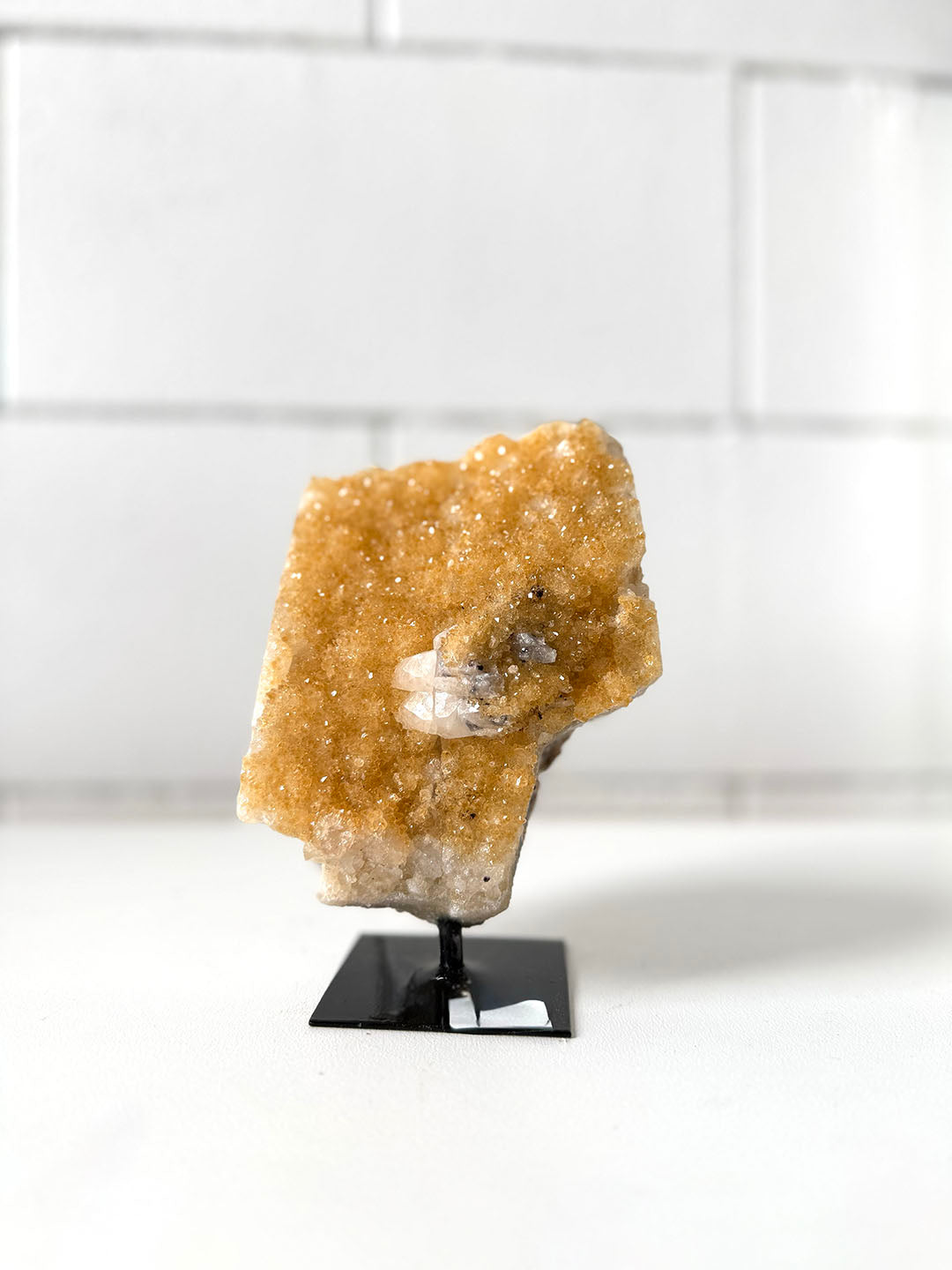 Citrine with Calcite on Stand